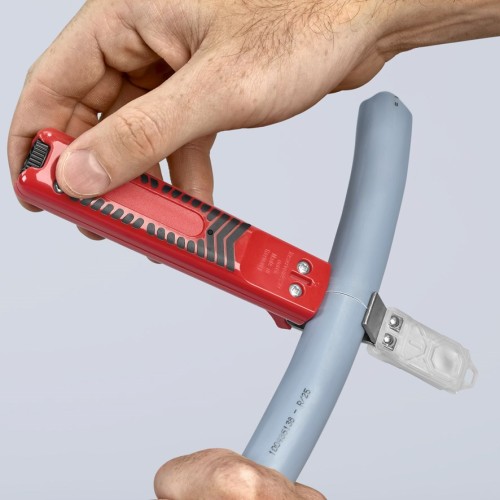 Knipex 16 20 28 – nacinanie zewnętrznej izolacji kabla okrągłego Ø 8–28 mm