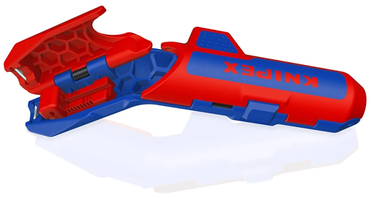 Knipex ErgoStrip PV 16 95 03 SB otwarty z widocznym mechanizmem roboczym