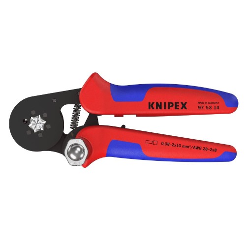 Szczypce zagniatające samonastawne Knipex 97 53 14 do tulejek kablowych 0,08–16 mm² – profil sześciokątny