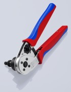 Praska Knipex 97 52 67 DT do złączy DEUTSCH z regulacją głębokości zagniatania – widok pod kątem