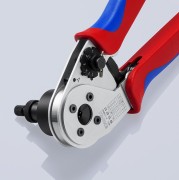 Praska do styków DEUTSCH Knipex 97 52 67 DT – szczegóły pokrętła regulacyjnego i konstrukcji głowicy