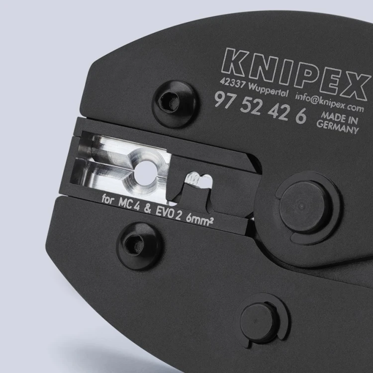 Głowica zagniatająca szczypiec Knipex 97 52 42 6 z precyzyjnymi matrycami do styków MC4 EVO 2