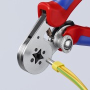 Praska Knipex 97 55 04 do zaciskania podwójnych tulejek Twin na przewodach żółto-zielonych