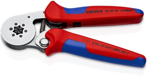 Praska sześciokątna Knipex 97 55 14 z dwukomponentowymi rękojeściami i samonastawną matrycą
