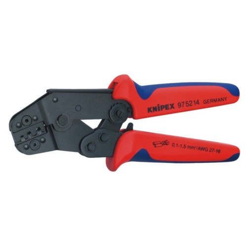Szczypce zagniatające Knipex 97 52 14 do końcówek kablowych 0,1–1,5 mm² z rękojeściami dwukomponentowymi