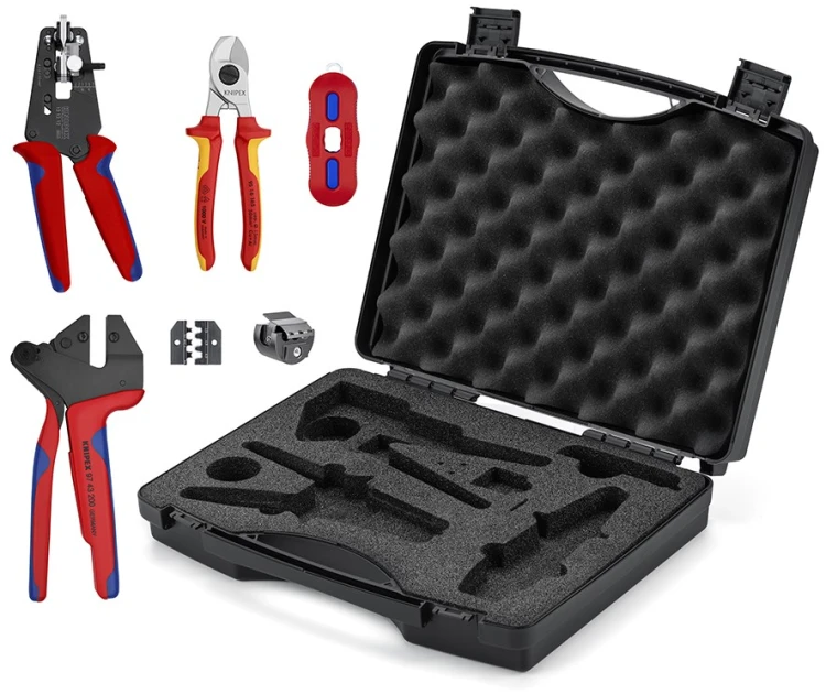 Zestaw Knipex 97 91 04 V03 szczypce zagniatające nożyce do kabli i narzędzia montażowe