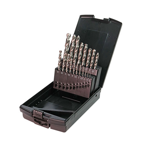 Zestaw 19 wierteł do metalu HSS szlifowanych DIN 338 BMM w otwartej kasecie, średnice 1–10 mm