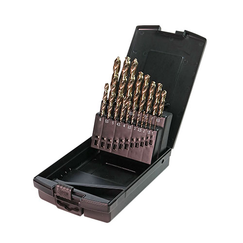 Zestaw 19 wierteł kobaltowych HSS-Co5 DIN 338 BMM w otwartej kasecie, średnice 1–10 mm