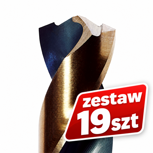 Zestaw 19 wierteł do metalu BMM TURBO-SPEED HSS DIN 338 z samocentrującym ostrzem