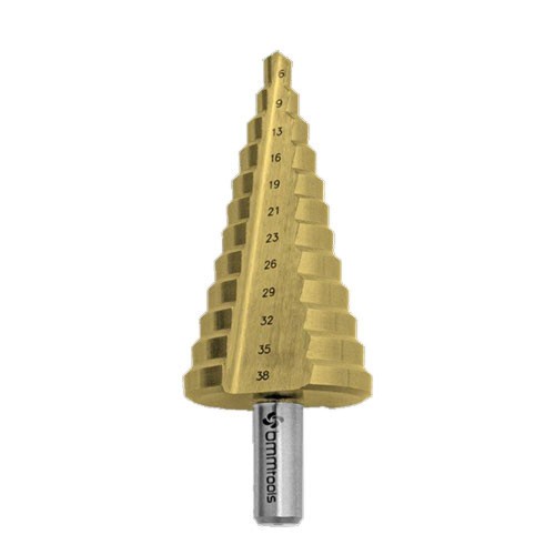Wiertło stopniowe HSS TiN z rowkiem prostym 6–38 mm BMM