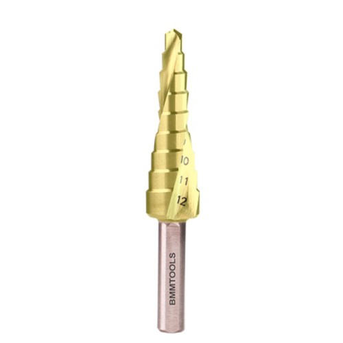 Wiertło stopniowe spiralne BMM HSS TiN 4x12 mm z powłoką azotku tytanu